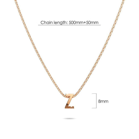 Initials Brick Alphabet Letter Necklace Rose Gold Layered Steel Jewellery